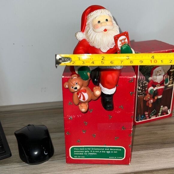 Shelf Sitter Stocking Holder Santa Clause Reading to Teddy Bear VINTAGE Santa in - Picture 8 of 8